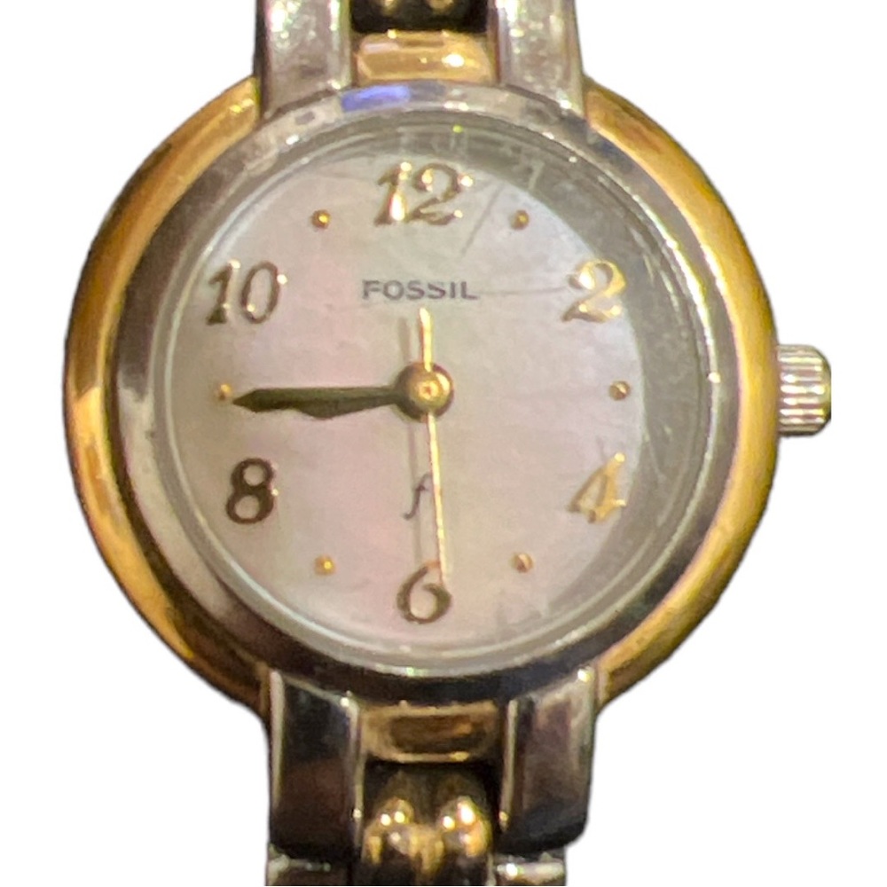 FOSSIL vintage metal gold and silver tones wristband woman  wristwatch